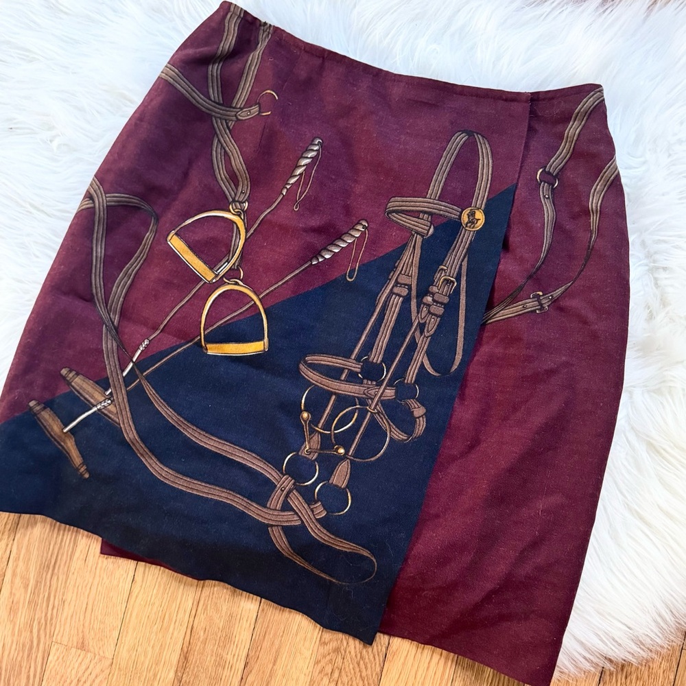 Ralph Lauren Vintage 1980s Wool Equestrian Wrap Skirt